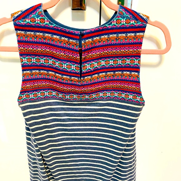 Festive & Adorable Boho Versatile Embroidered & Stripe Jersey THML Anthropologie - Picture 7 of 14